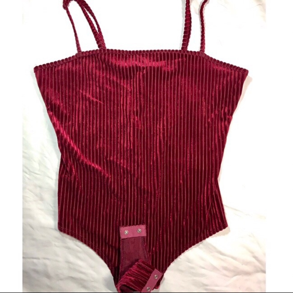 Forever21 Burgundy Velvet Bodysuit
